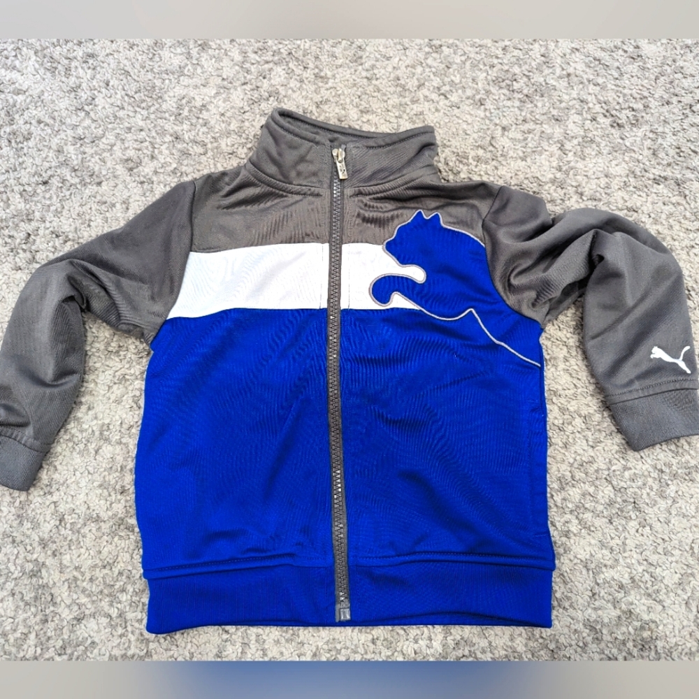 2/$30. Puma boys zip up. 3T. Grey, white & blue.
